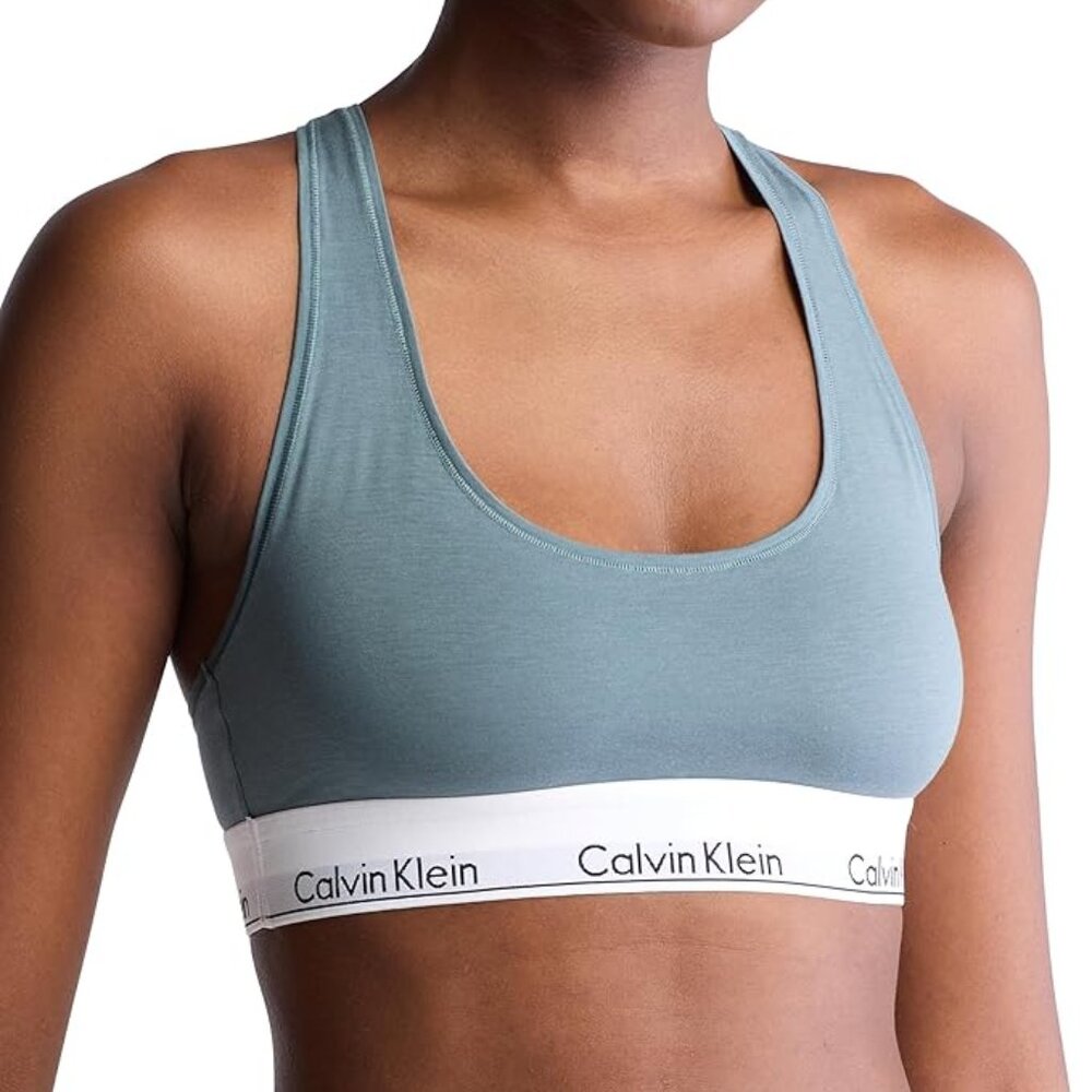 Calvin Klein Women's Modern Cotton Unlined Wireless Bralette Size L Blue F3785